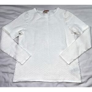 Brooks Brothers Red Fleece Sweater Womens Size S Ivory White Textured Cotton Top